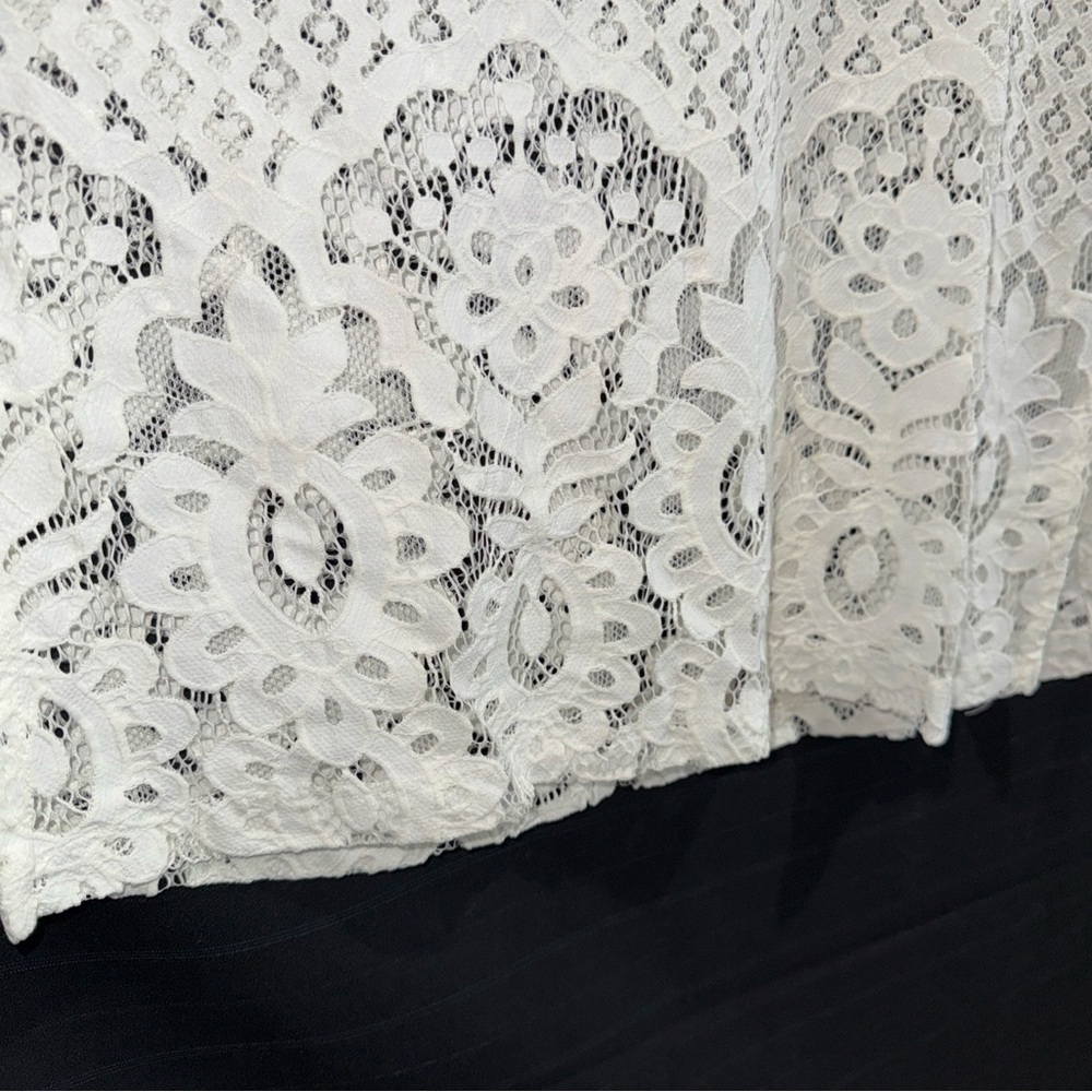Open Crochet Lace Ivory Dress Beach Coverup V Neck Boho Hippie Festival - Picture 7 of 10